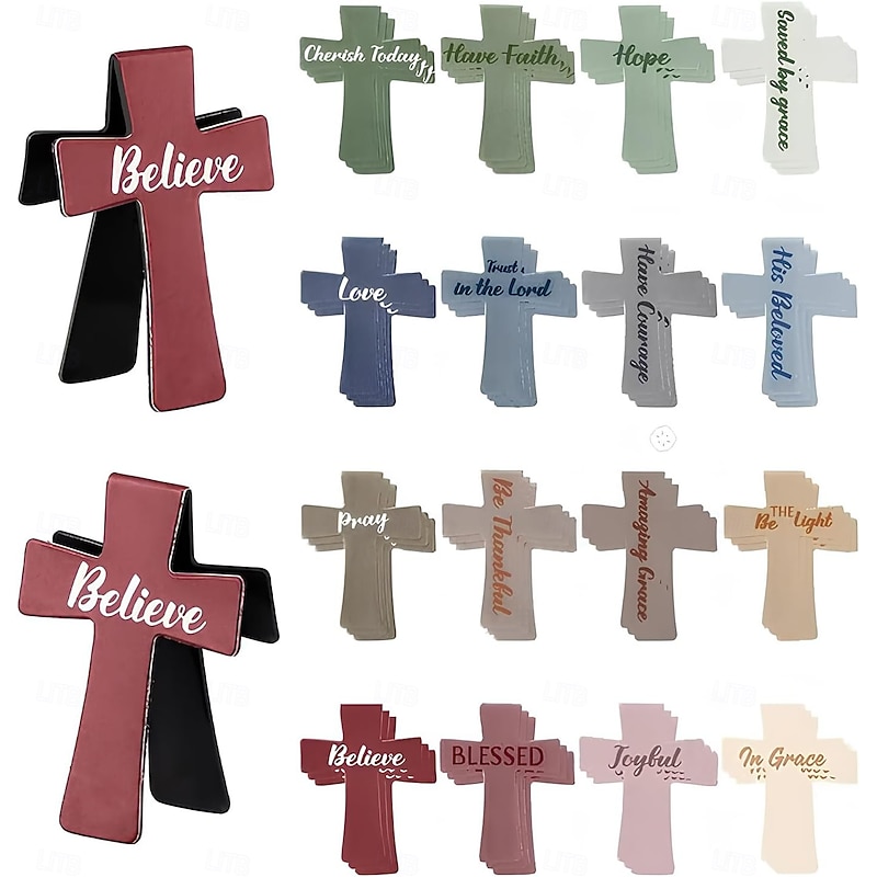 12/16/24PCS Magnetic Cross Bookmarks Gifts, Christian Magnetic Bookmarks for Women, Magnetic Bible Verse Book Marks with Inspiration Sayings, for Bible Study, Readers, Teachers, Students3