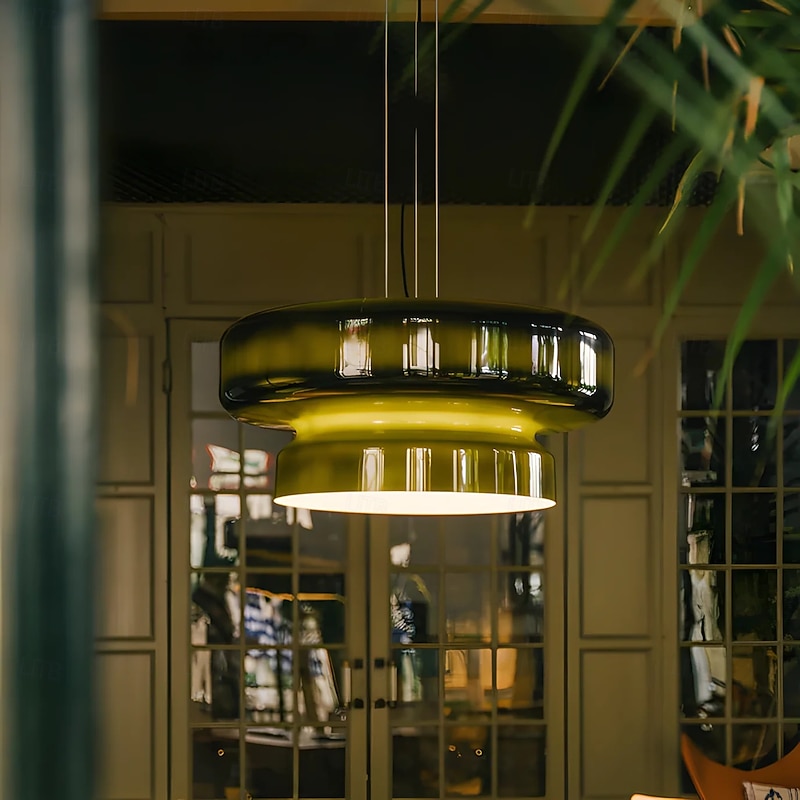 LED Pendant Light 36cm Glass Chandelier Single Head Ceiling Light for Loft Bar Living Room Dining Room Warm White 110-240V3