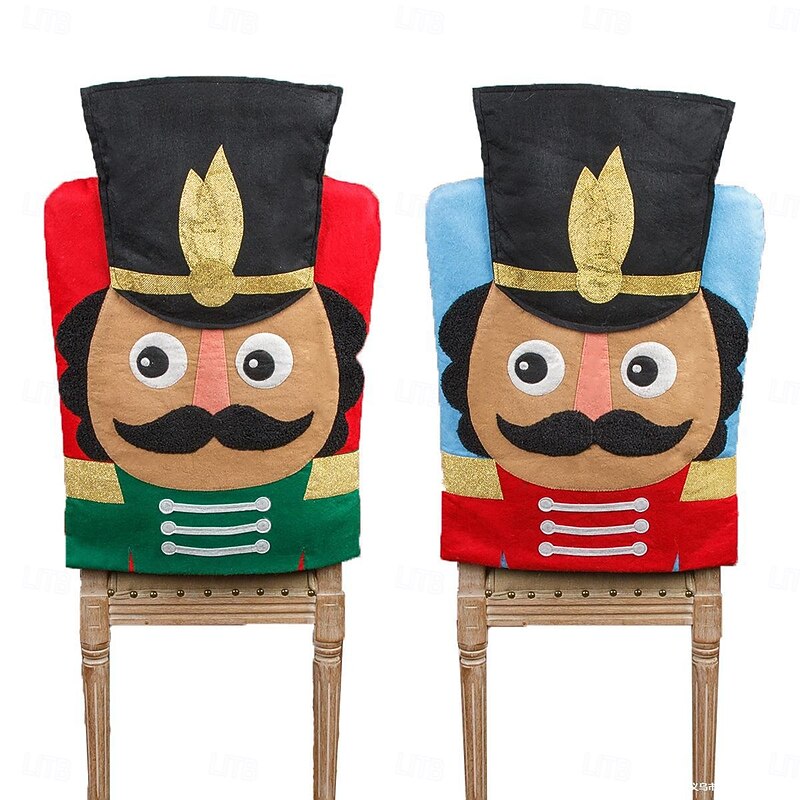 New Christmas Nutcracker Chair Covers, Festive Soldier Stool and Chair Cover for Holiday Decoration, Christmas Party Home Decor4