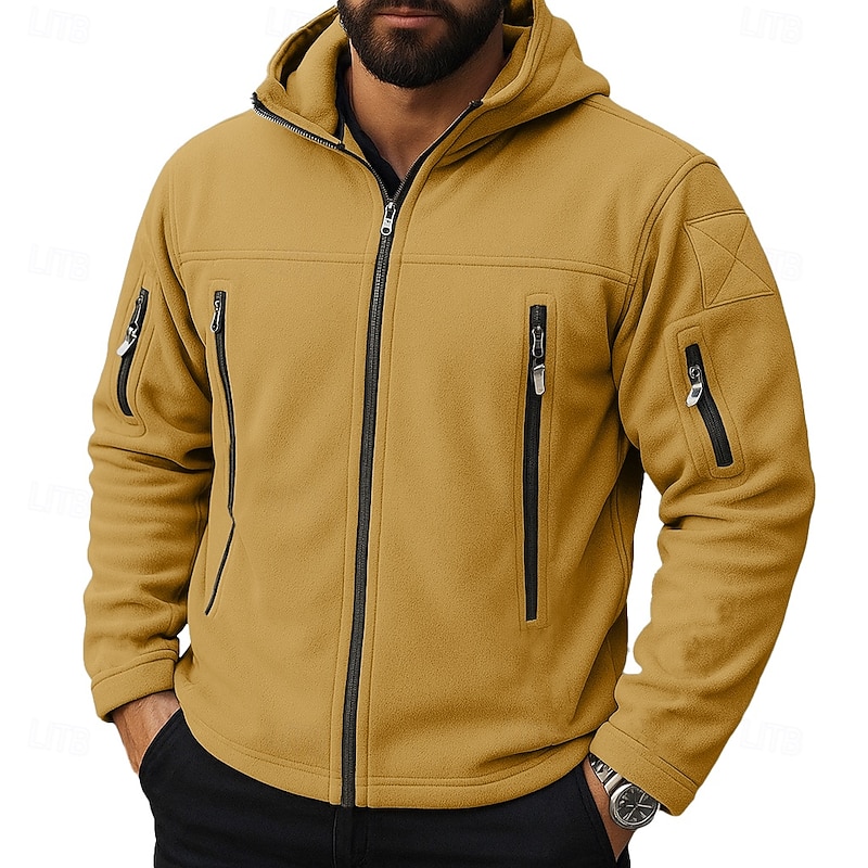 Men's Hoodie Full Zip Hoodie Fleece Hoodie Black Yellow Army Green Navy Blue Hooded Plain Zipper Pocket Sports & Outdoor Daily Holiday non-printing Streetwear Cool Casual Fall Winter Clothing Apparel2