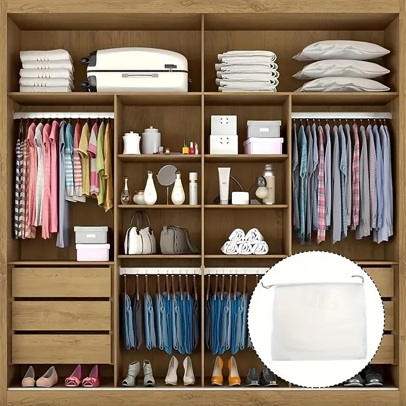 5/10PCS High Quality White Satin Drawstring Bag - Soft and Smooth Dustproof Storage Bag Suitable for Handbags Wigs and Underwear - Machine Washable 15.74x11.81 inches Elegant Gloss Surface Wig2