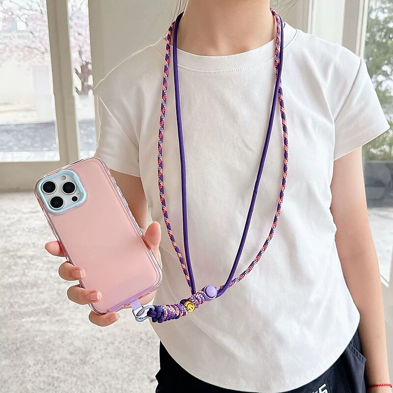 Phone Case For Lanyards Universal with Lanyard Color Gradient Geometric Pattern Polyester3