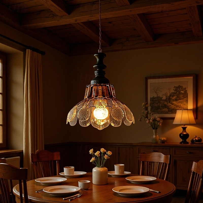 Pendant Light 1-Light Adjustable Ceiling Balcony Chandelier Hanging Lamp Transparent Glass Ceiling Light with Glass Shade3