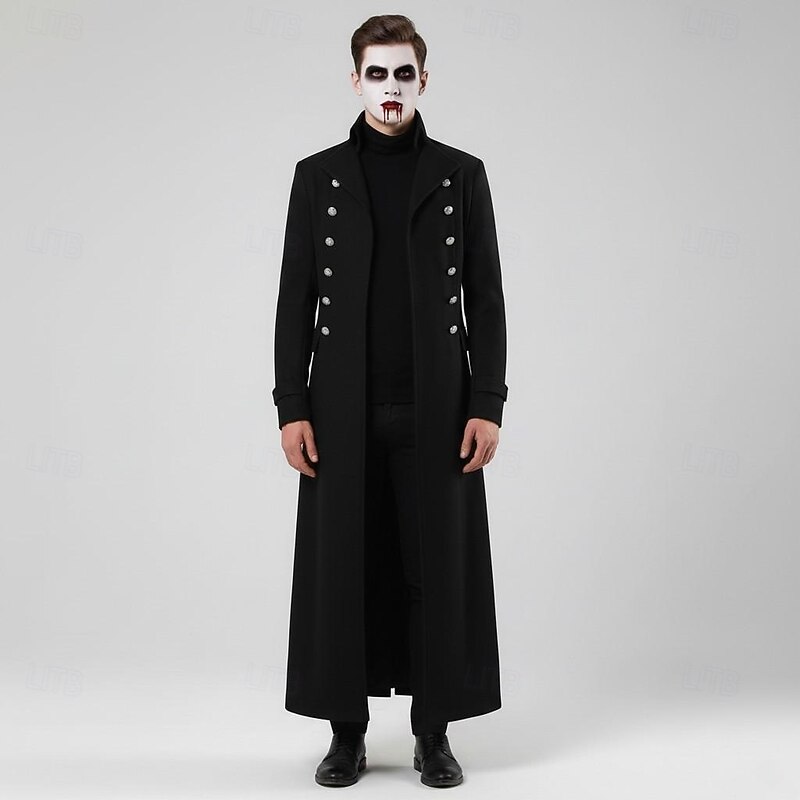 Retro Vintage Punk & Gothic Medieval Coat Trench Coat Vampire Fancy Dress Men's Halloween Carnival Party Casual Daily Ren Faire Adults' Coat2