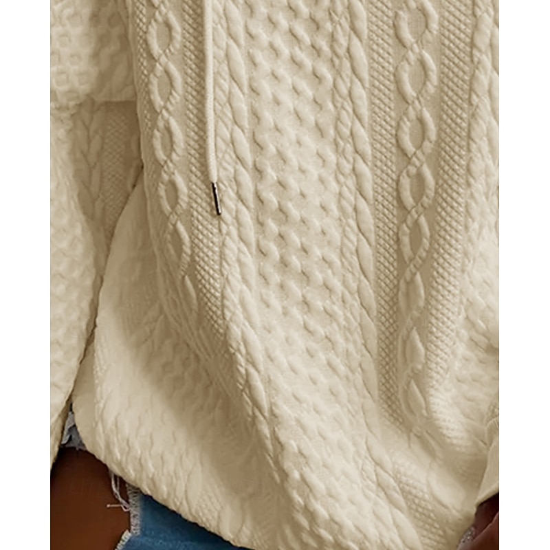 Women's Pullover Hoodie Sweatshirt Plain Sports Fashion Casual Long Sleeve Hooded Regular Tops Street Dailywear Khaki Fall Winter3