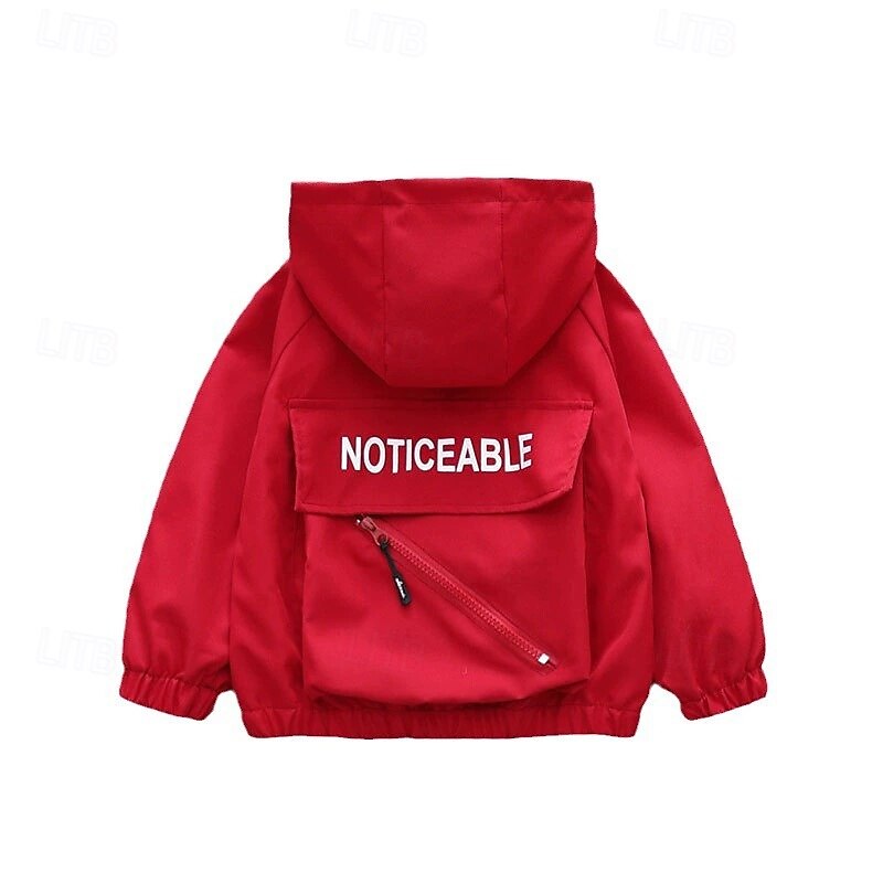 Kids Boys' Hiking Jacket Outdoor Jacket Outerwear Letter Long Sleeve Zipper Pocket Comfort Windproof Breathable Coat Outdoor Fashion Daily White+Black Rust Spring Fall 4 years+2