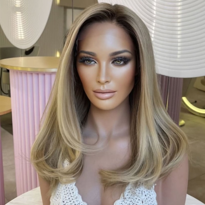 Brazilian Virgin Human Hair Glueless 5x5 Lace Closure Wigs Straight 13x4 Lace Front Wig for Women Ombre Blonde Highlight Human Hair Wig Natural Hairline3