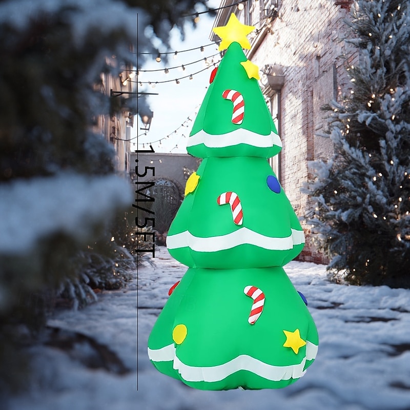 1 Pc 1.5M/5FT Christmas LED with lights Christmas tree inflatable air model voice controlled music color lights flashing indoor and outdoor gathering courtyard lawn decoration lights EU/US/UK/AU Plug2