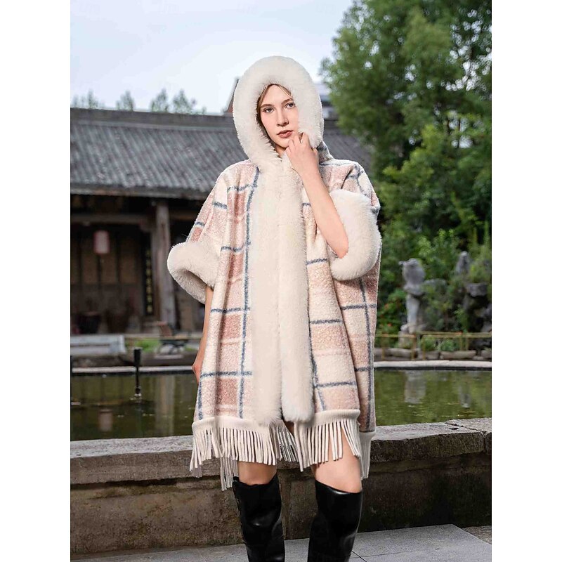 Faux Fur Wraps Casual Daily Keep Warm Half Sleeve Batwing Sleeve Polyester Wedding Wraps With Tassel For Special Occasion Fall & Winter3