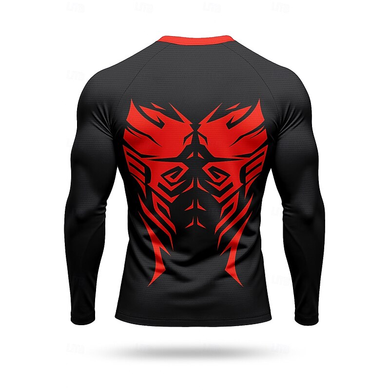 Christmas Men's Compression Shirt Running Shirt 3D Print Long Sleeve Base Layer Geometric Quick Dry Compression Power Flex Moisture Wicking Gym Workout Active Training Cycling Sportswear Activewear2