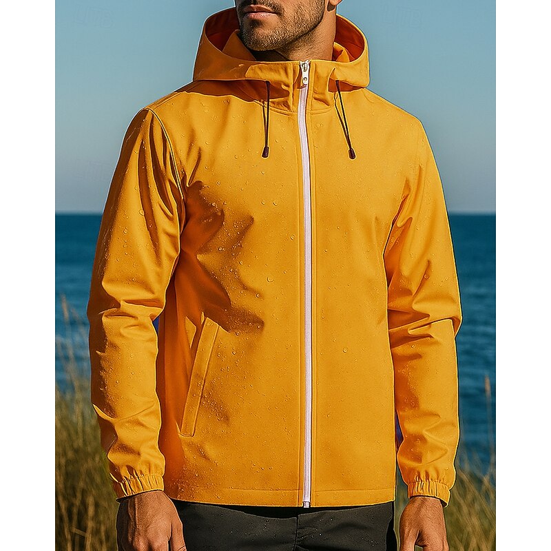 Men's Windbreaker Softshell Jacket Hiking Jacket Outdoor Waterproof Windproof Hiking Outfits Hiking Clothes Autumn / Fall Top Camping / Hiking / Caving Running Solid Color Black White Yellow