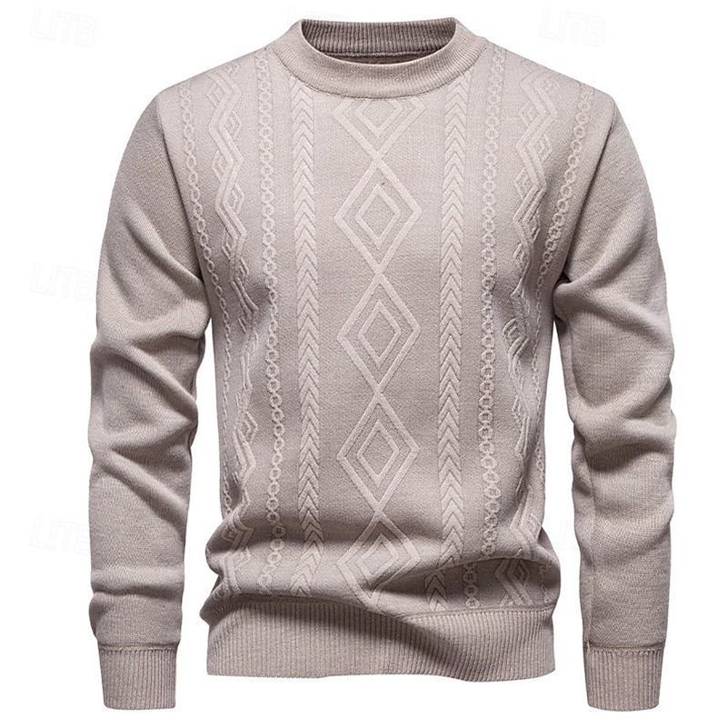 Men's Pullover Sweater Jumper Knit Sweater Ribbed Knit Regular Tops Knitted Plain Crew Neck Fashion Basic Vacation Daily Wear Clothing Apparel Winter Wine Black S M L4