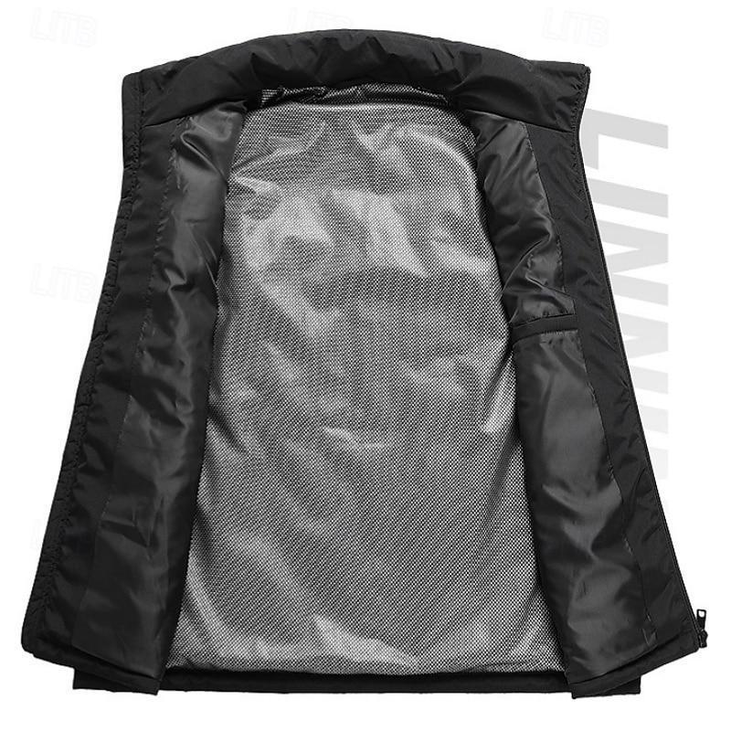 Unisex Puffer Vest Heated Vest Casual Casual Winter Thermal Warm Stand Collar Regular Fit Black Vest2