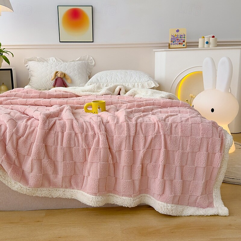 Taffy Plush Checkered Sherpa Blanket - Thick Multi-Purpose Cozy Throw for Office, Nap, and Home Use4
