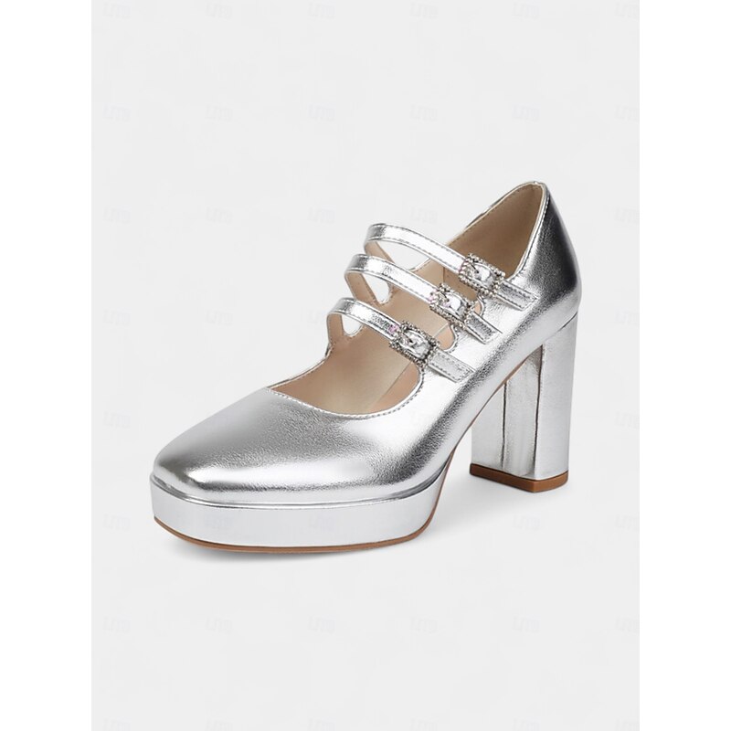 Women's Silver Disco Platform Heels – 1980s Retro Style Triple-Strap Mary Janes for Dance Floors, Gatsby Parties and Nightlife4
