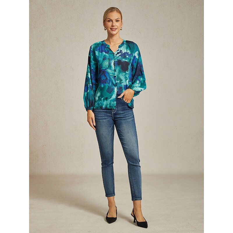 Abstract Floral Chiffon Crop Top4