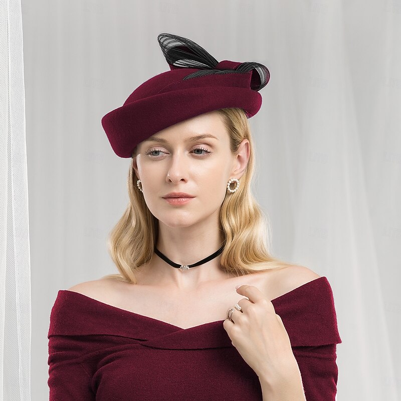 100% Wool Kentucky Derby Hat / Headwear with Bowknot 1pc Casual / Daily Wear Headpiece