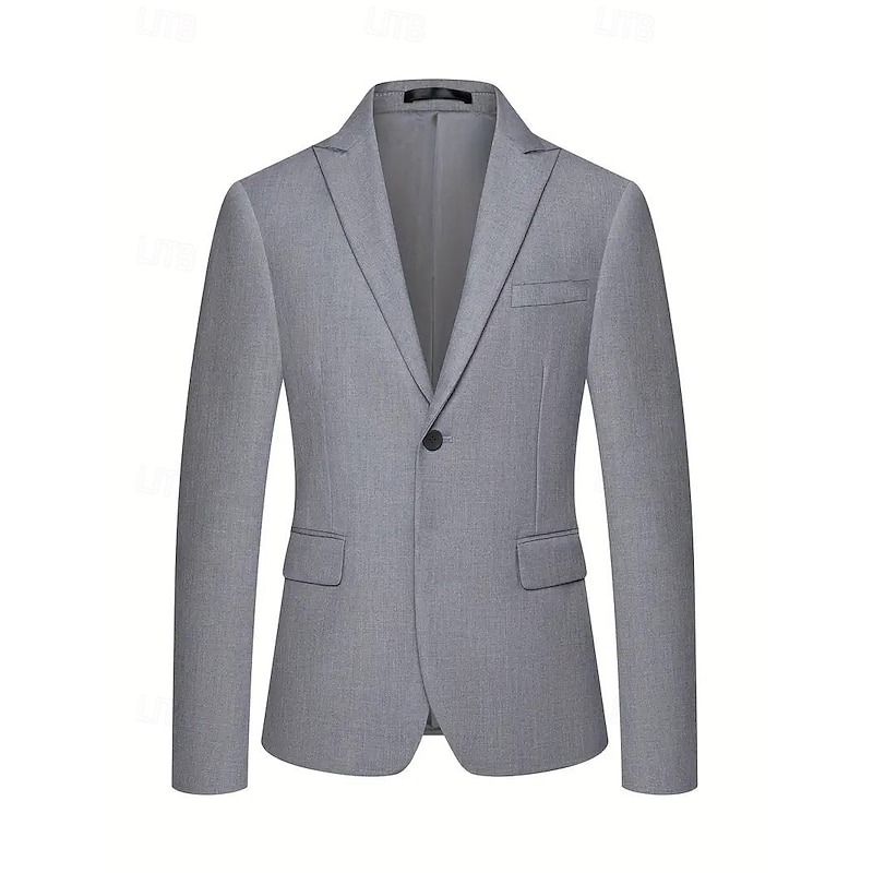 Men's Wedding Casual Business Suits Notch Lapel Black Light Grey Daily Formal Solid Colored Slim Fit 3 Piece Single Breasted One-button3