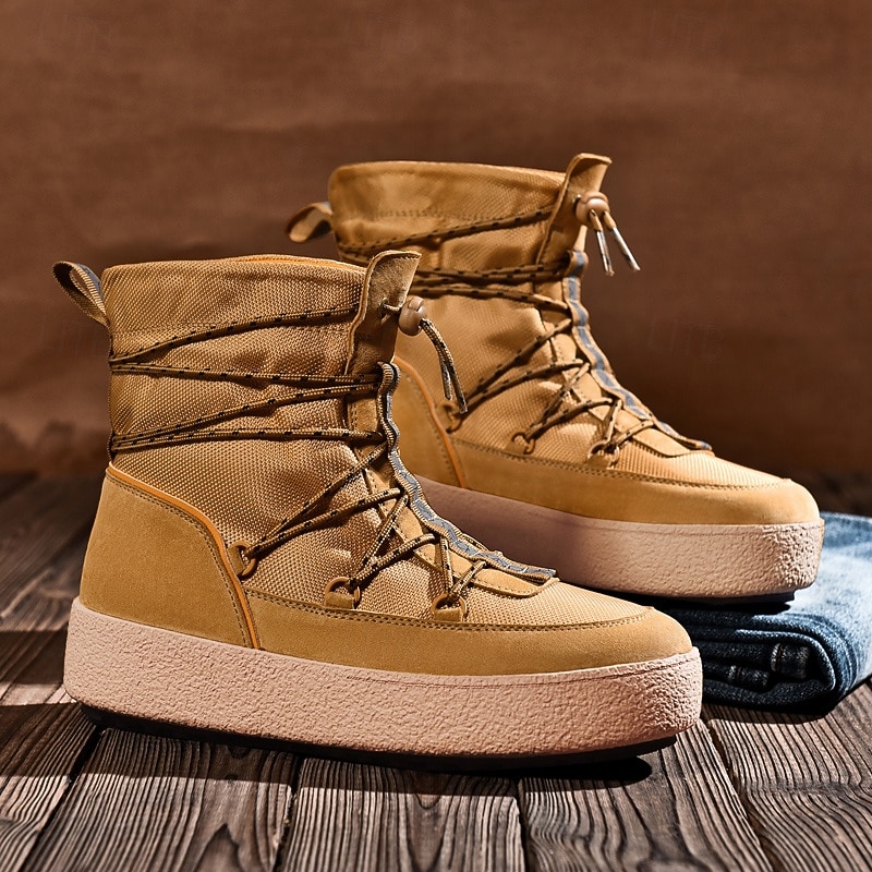 Men's Insulated Lace-Up Ankle Winter Boots with Thick Sole, Fashionable Warm Snow Shoes for Outdoor Hiking, Camping and Everyday Casual Wear3