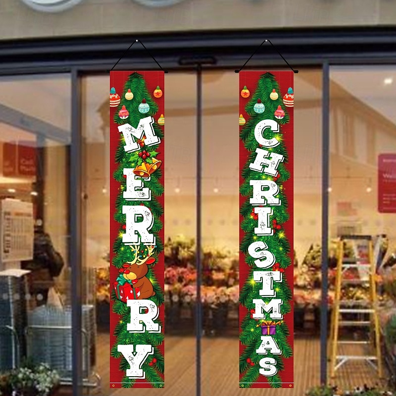 Christmas Door Banner Decorations, New Themed Hanging Door Couplets, Holiday Party Decor Door Curtain for Home Indoor Outdoor3