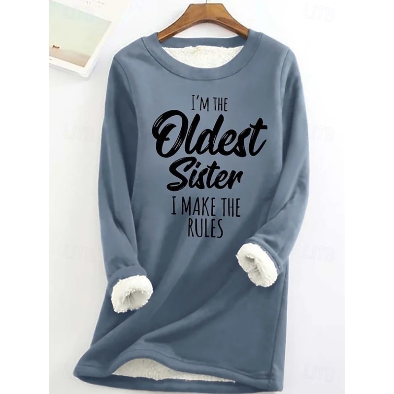 Women's Pullover Sweatshirt Graphic Letter Warm Casual Fuzzy Long Sleeve Crew Neck Round Neck Long Tops Street Casual Black Pink Blue Gray Spring Fall Winter4
