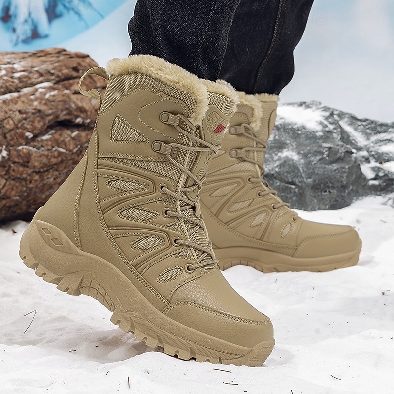 Men's Waterproof Tall Winter Snow Boots with Fur Lining, Anti-Slip Rubber Sole, Insulated Outdoor Hiking Footwear for Extreme Cold Weather, Trekking and Mountain Adventures2