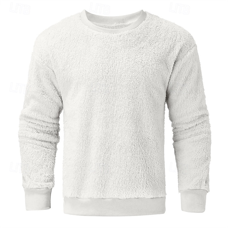 Men's Sweatshirt Fleece Sweatshirt Black White Pink Wine Red Crew Neck Plain Sports & Outdoor Daily Holiday Polyester Streetwear Basic Casual Fall Winter Clothing Apparel Hoodies Sweatshirts3