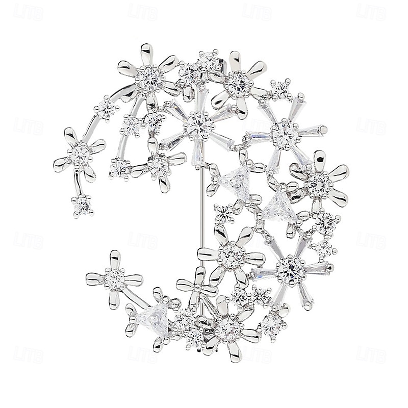Brooches Classic Retro Geometrical Moon Elegant Cute Luxury Brooch Jewelry Silver For Wedding Party Gift Engagement Prom Festival3