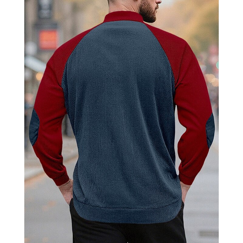 Men's Sweatshirt Black Wine Army Green Navy Blue Brown Standing Collar Color Block Patchwork Sports & Outdoor Daily Holiday Polyester Streetwear Basic Casual Spring Fall Clothing Apparel Hoodies3