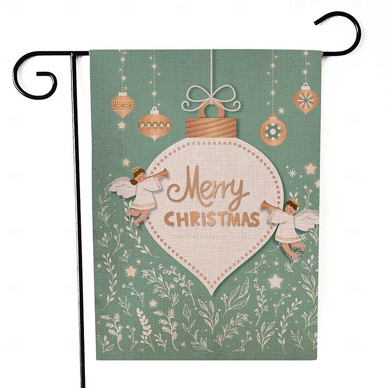 Christmas Garden Flag, Double-Sided Printed Linen Yard Banner, Holiday Outdoor Decoration Flag for Lawn, Porch, and Garden2