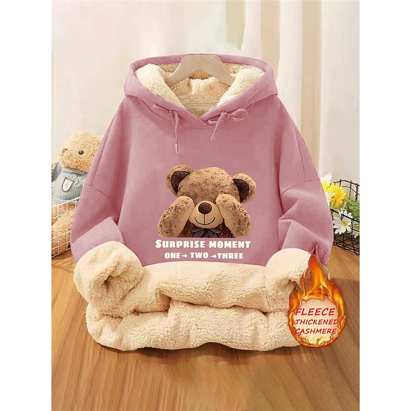 Women's Pullover Hoodie Sweatshirt Graphic Animal Casual Long Sleeve Hooded Regular Tops Street Dailywear Casual Pocket Print Black Pink Red Green Fall Winter4