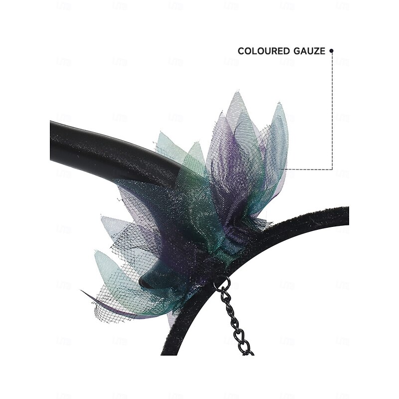 Women's Halloween Horned Headband with Chains  -Gothic Devil Horns Hair Accessory for Halloween Costume Party3