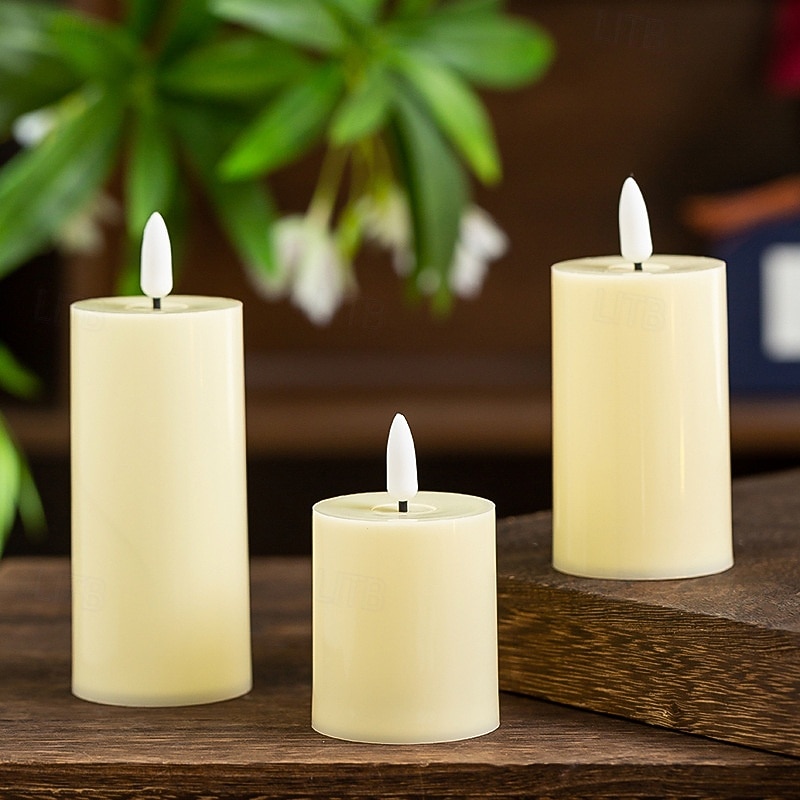 3 Pcs LED Electronic Candle Light for Christmas, Halloween, New Year, Valentine's Day, Wedding, Festival, Party, Desktop Decoration Light, Ornament Light AG13 * 3 Battery2
