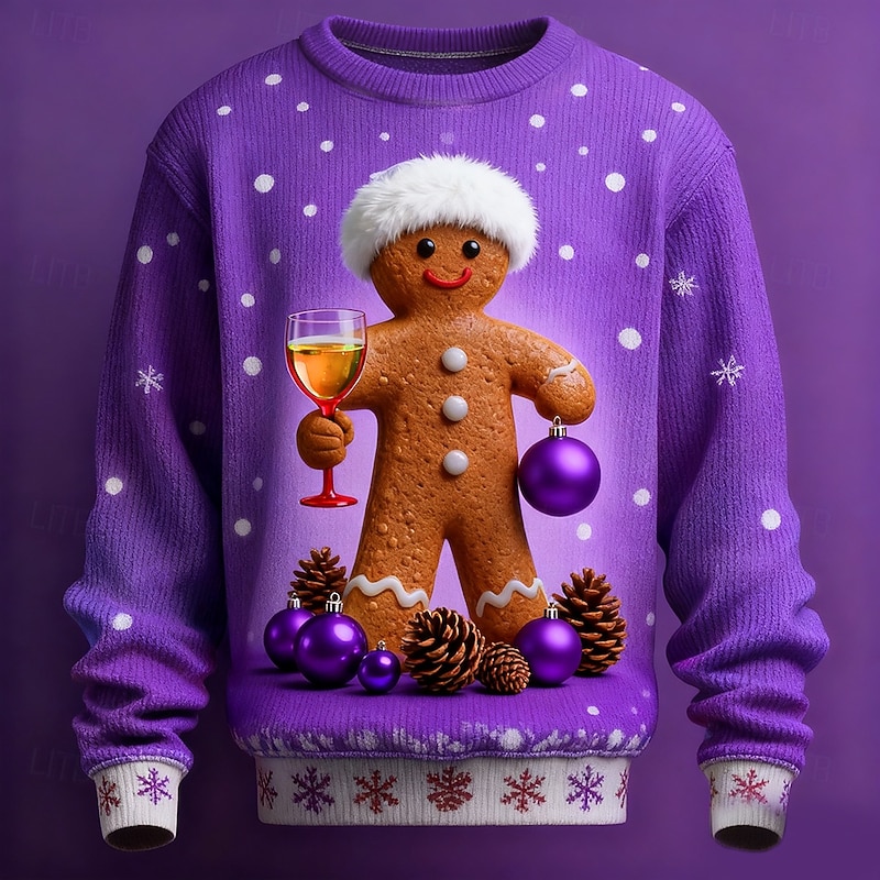 Christmas Men's 3D Print 3D Cartoon Snowflake Ugly Christmas Sweater Pullover Sweater Jumper Knitwear Crewneck Casual Vacation Daily Festival Novelty Keep Warm Long Sleeve Spring Fall Winter Red Blue