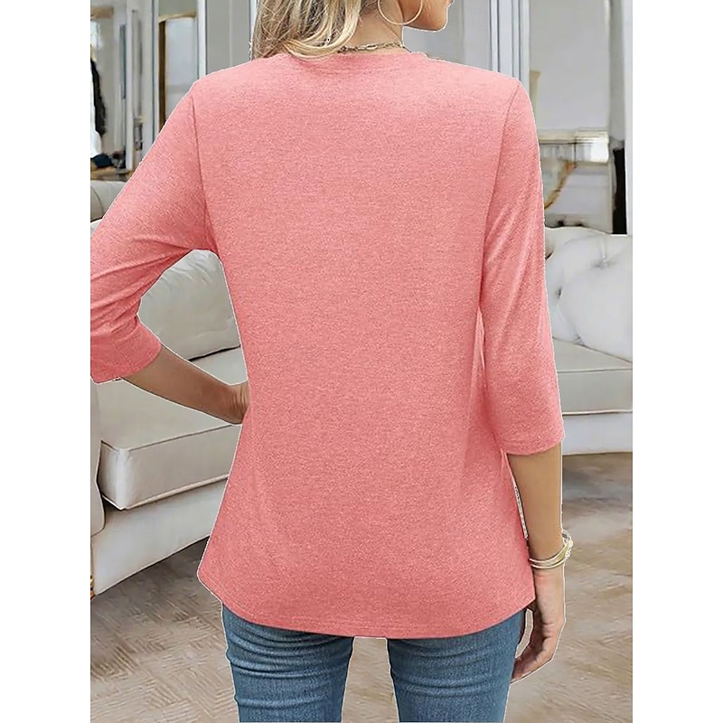 Women's Blouse Solid Color Elegant Vintage Stylish Long Sleeve Crew Neck Regular Tops Daily Black Pink Blue Purple Rose Pink Summer Spring Fall2