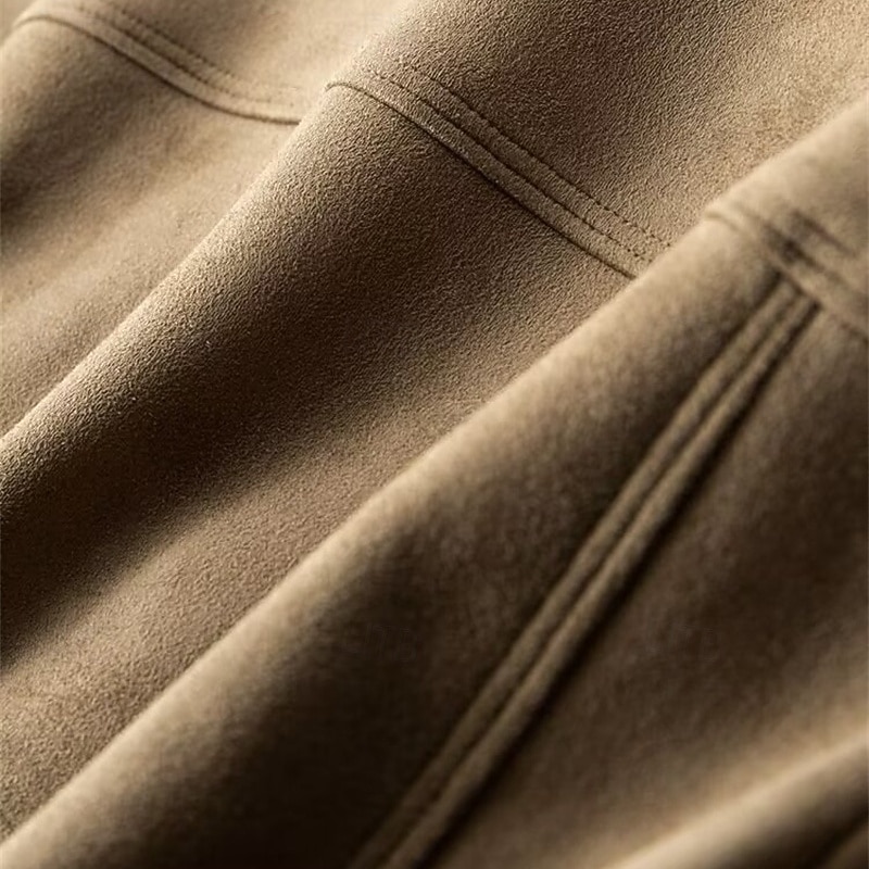 Men's Faux Suede Jacket Cargo Jacket Vacation Daily Wearproof Pocket Spring Fall Plain Fashion Classic Lapel Regular Black Brown Gray Jacket2