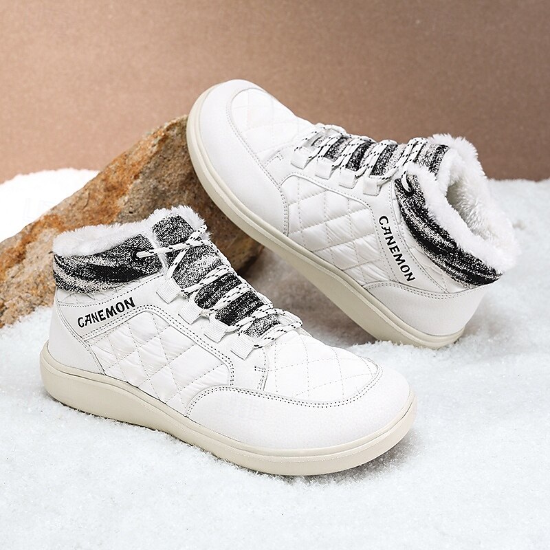 Men's Insulated Quilted Ankle Snow Boots with Lace-Up Closure, Cozy Warm Lining, Non-Slip Sole, Stylish Casual Outdoor Winter Shoes for Walking and Camping4