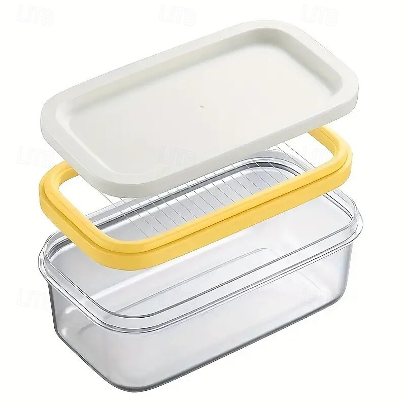 2-in-1 Butter Slicer and Sealed Storage Container with Manual Rectangular Blade, Durable Plastic Kitchen Tool for Freshness and Easy One-Step Meal Preparation, Butter Spreader Included4