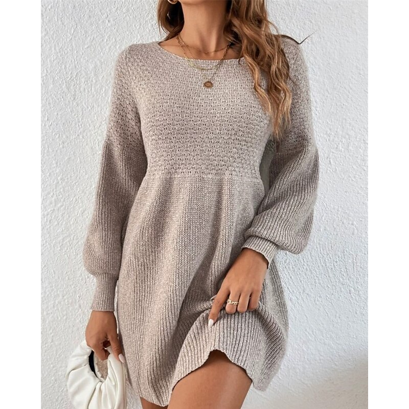 Women's Mini Dress Sweater Dress Casual Dress Elegant Fashion Modern Outdoor Daily Going out Regular Fit Plain Long Sleeve Crew Neck Black Grey Spring Autumn