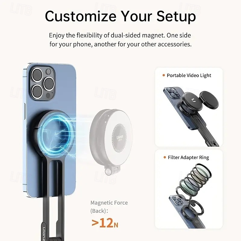 Magnetic Phone Tripod For Iphone - Aluminum Alloy Construction Compatible With Smartphones Portable Tripod Dual-sided Magnet Design For Quick Attachment.3