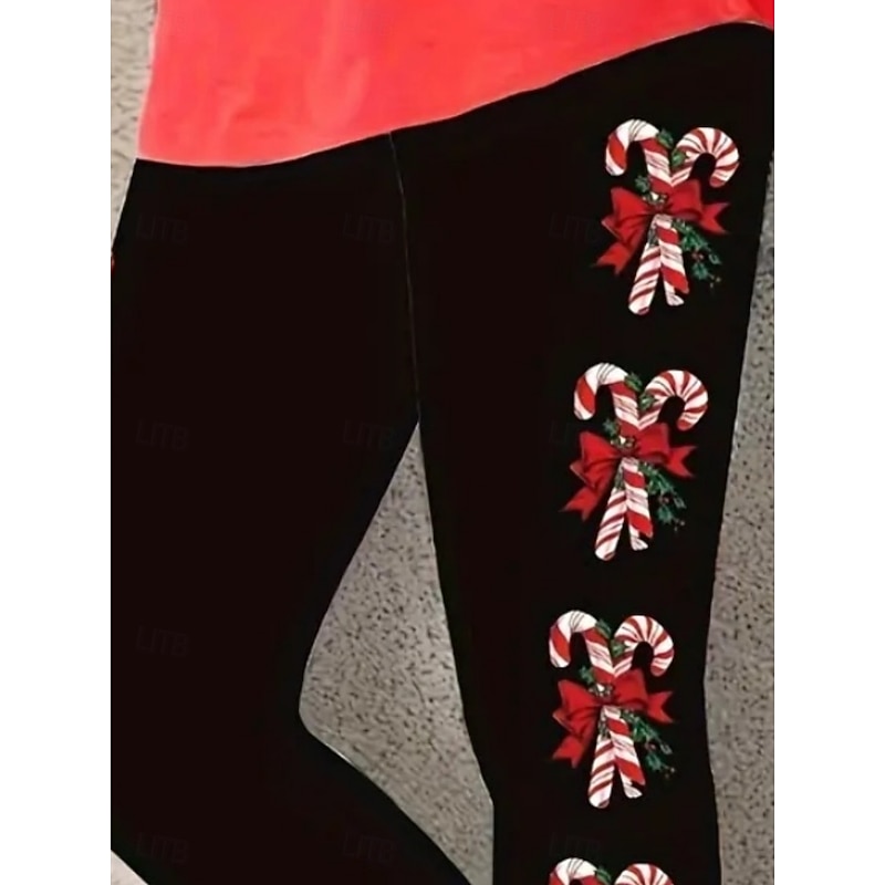 Women's Chinos Leggings Cozy Leggings Vacation Casual Full Length High WaistPantsUgly Christmas Graphic Printing Thermal Warm Comfortable Stretchy Vacation Street Causal Black Summer Spring Fall2