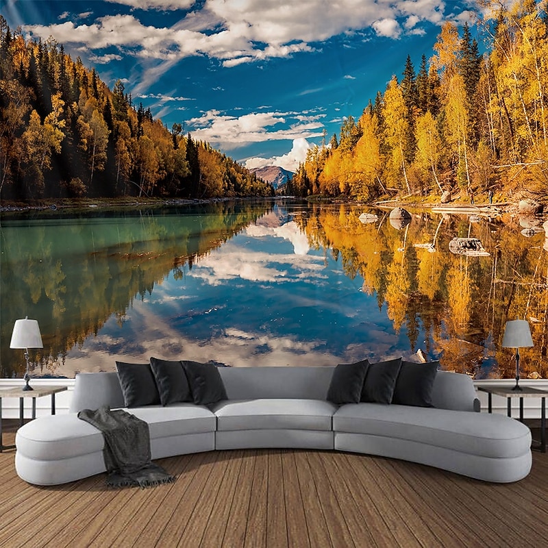 Tapestry Blanket Wall Hangings Nature Mountain Forest 3D Autumn Bedroom Living Room Dorm Teens Room College Dorm Wall Porch Home Decor