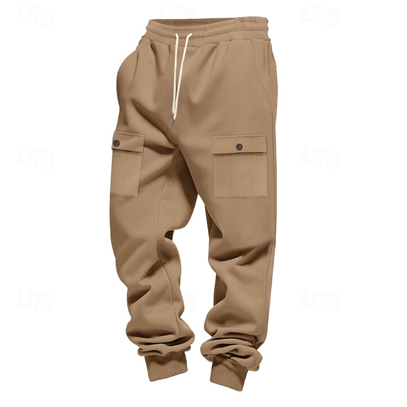 Men's Cargo Sweatpants Sweatpants Joggers Trousers Drawstring Pocket Elastic Waist Plain Comfort Sports Outdoor Daily Fashion Casual Black White Micro-elastic2