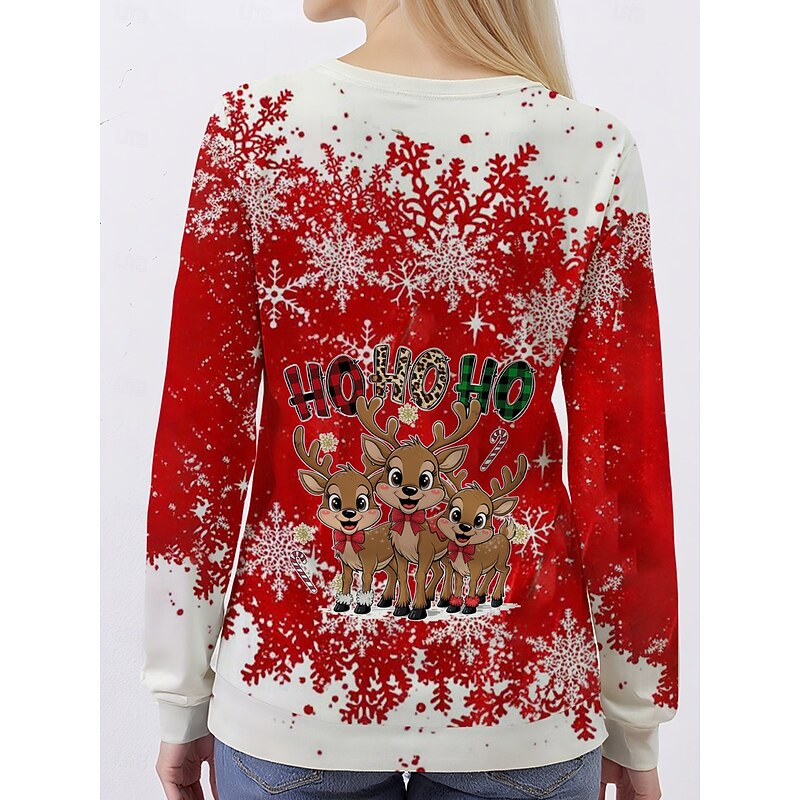 Women's Pullover Sweatshirt Hoodies Graphic Christmas Ugly Christmas Classic Casual Festival Long Sleeve Crew Neck Round Neck Regular Tops Casual Holiday Print Red Fall Winter2