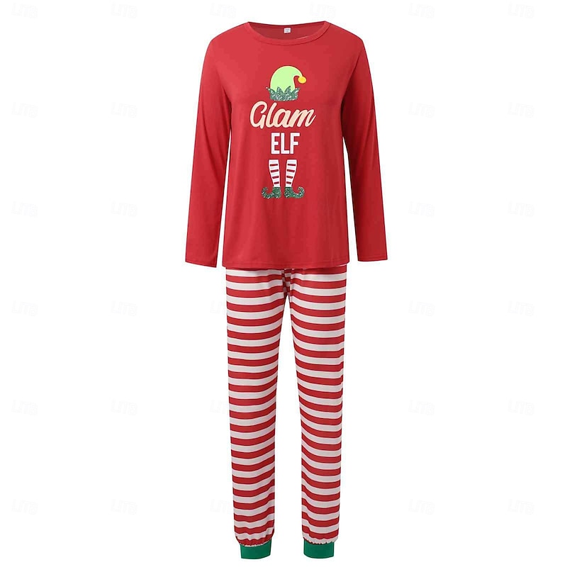 Elf Family Christmas Pajamas Nightwear Men's Women's Boys' Girls' Family Matching Outfits Sweet Graphic Pattern Adults Kid's Christmas New Year Christmas Eve Home Wear Top Pants3