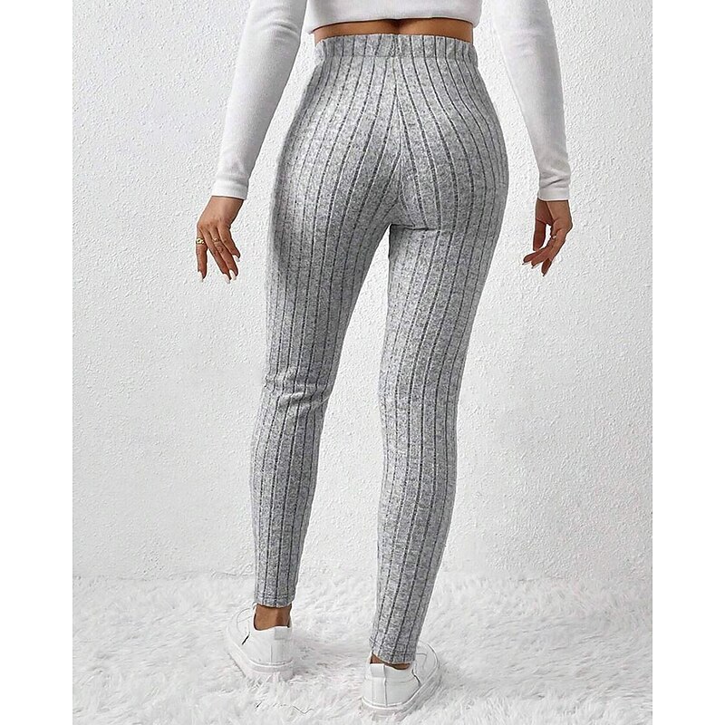 Women's Skinny Tights Tights Casual / Sporty Full Length Medium Waist Plain Drawstring Sporty Comfortable Stretchy Athletic Sports Grey Fall Winter Regular Fit2