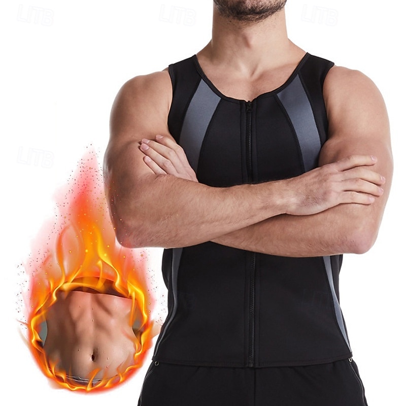 Men Color Block Breathable Tummy Control Waist Trainer Corset Vest For Gym Exercise & Fitness