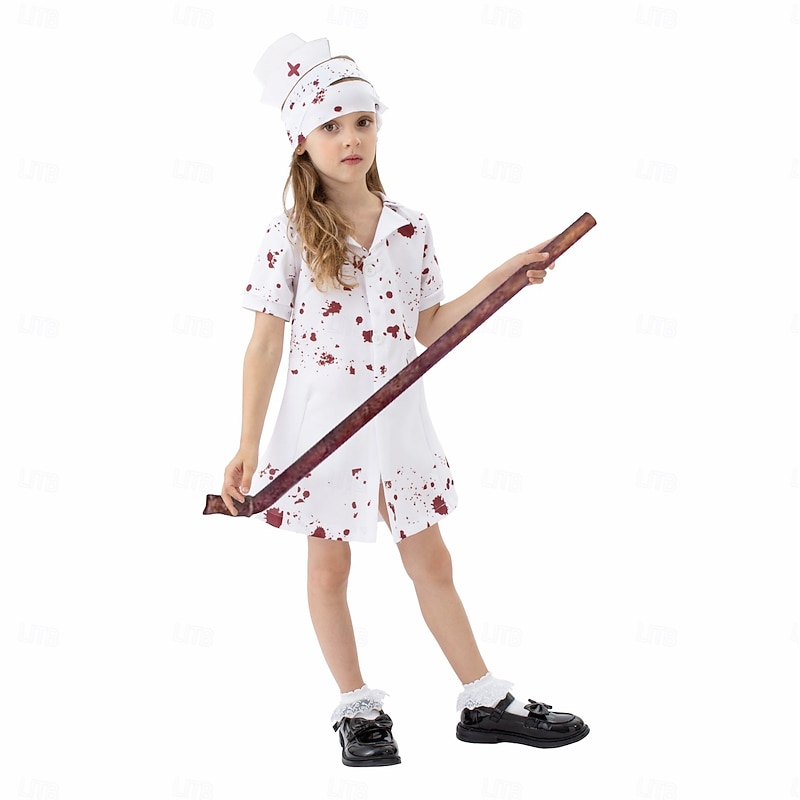Zombie Nurse Halloween Dress Fancy Costume Silent Hill Horror Scary Costume Kid's Girls' Halloween Carnival Performance Party Easy Halloween Costumes Dress Up4