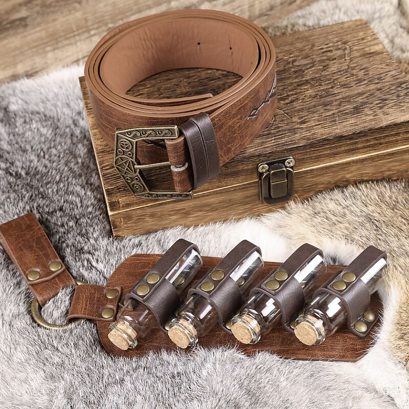 Medieval Renaissance Waist Belt Viking Fancy Dress Men's Women's Celtic Viking Fantasy Halloween Carnival Performance LARP Adults' Belt Magic Bottle All Seasons3