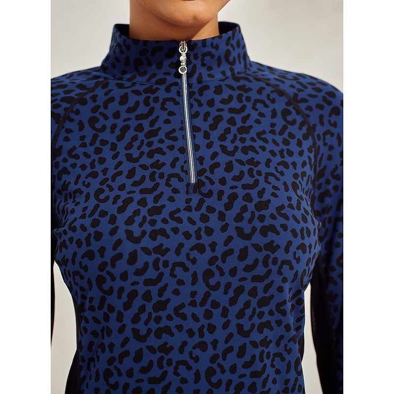 Women's Tennis Shirt Navy Blue Long Sleeve Shirt Ladies Golf Attire Clothes Outfits Wear Apparel3